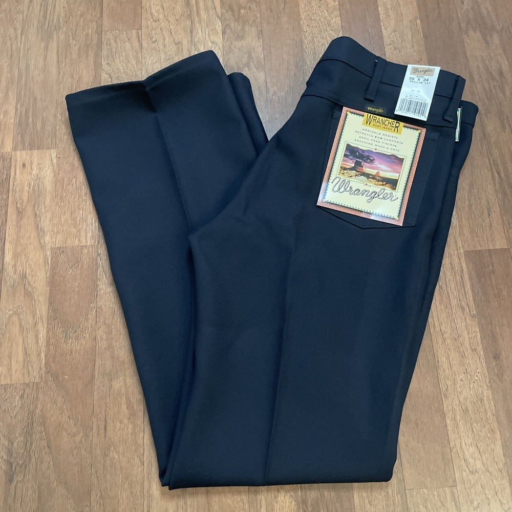 Wrangler Wrancher Men's 38X34 Navy Blue 82NV Boot Cut Mens Jeans Dress Pants